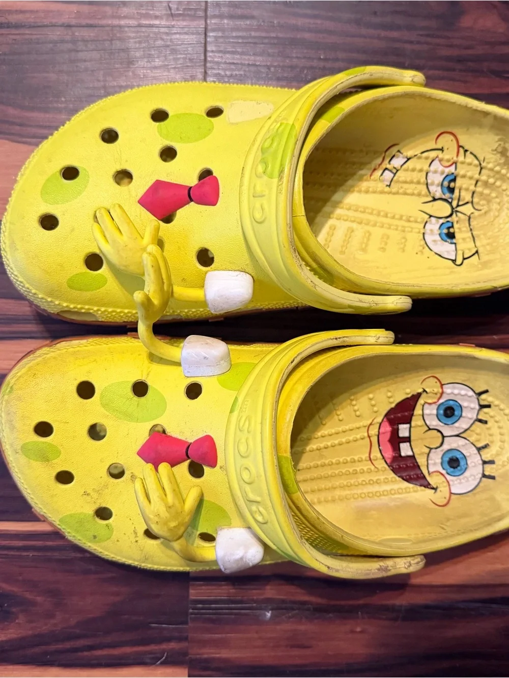 CROCS Bright Yellow Sponge-Themed Slip-On Clogs